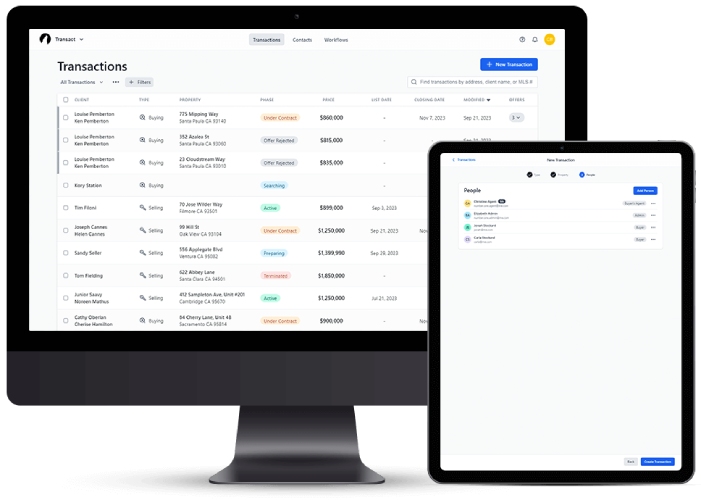 Tableau de bord de transaction d'agent LoneWolf